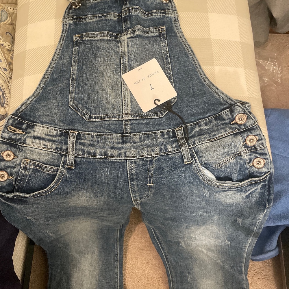 Grace Karin Distressed Blue Women's Jeans Overalls